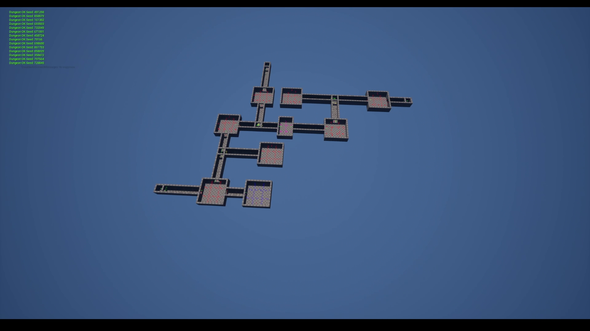 Top-down view of a generated dungeon layout, example 6