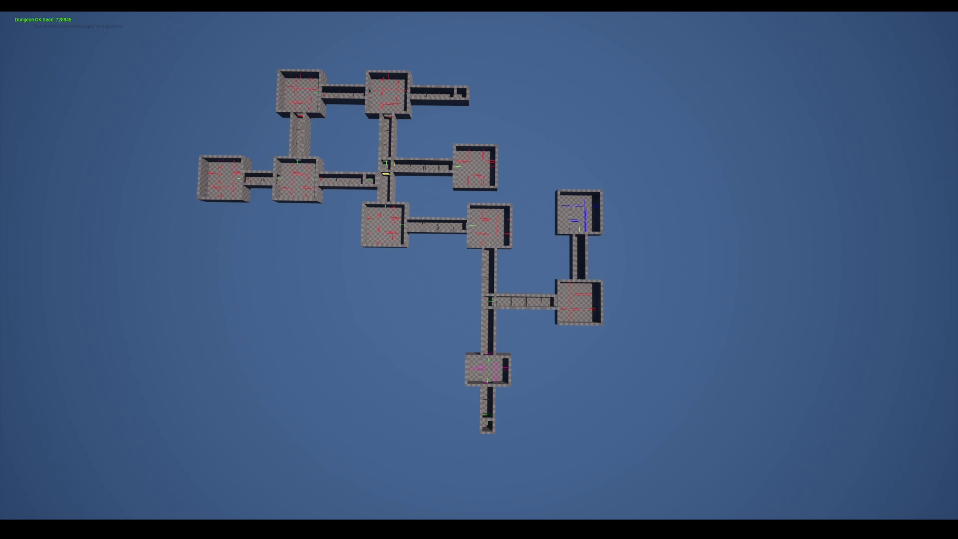 Top-down view of a generated dungeon layout, example 1