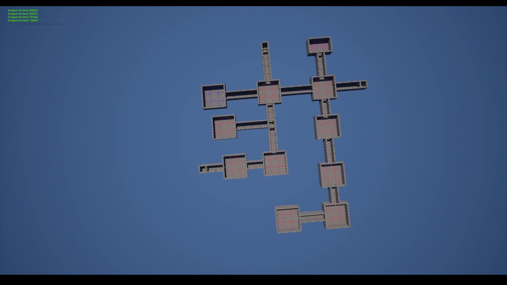 Top-down view of a generated dungeon layout, example 2